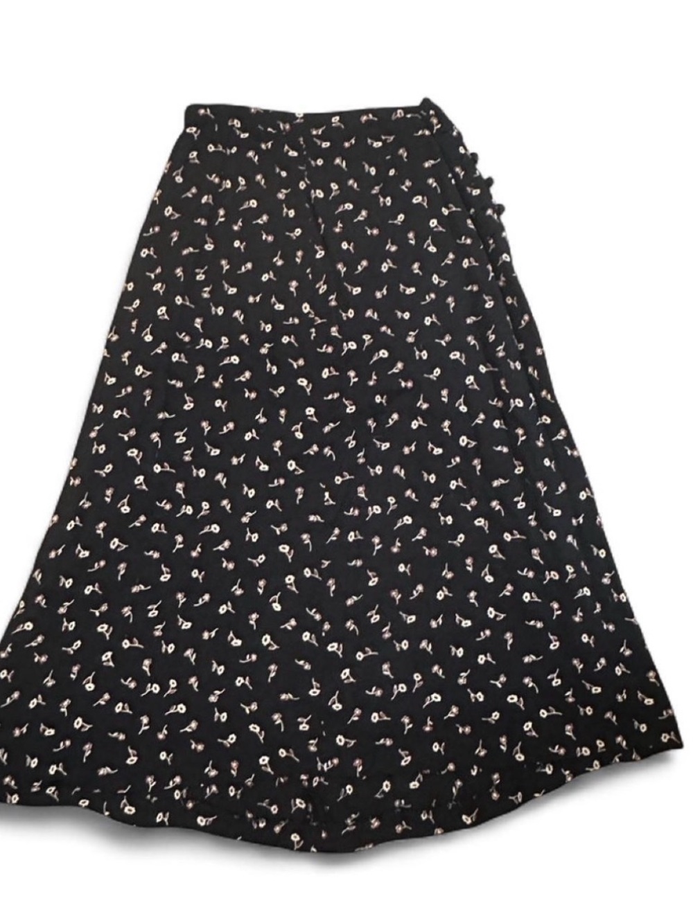 Gerard Darel Black A-Line Skirt with Pink Floral Print
